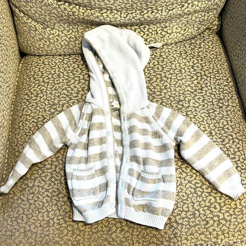 Boys Angel Dear Striped Hooded Cardigan Sweater